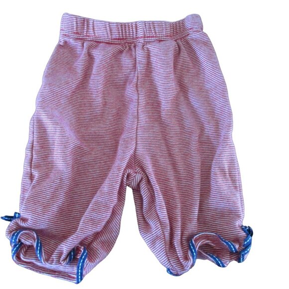 Carters Girls Pull On Elastic Pants 12M Red White Blue Stripe Jogger Bottoms - Picture 1 of 5
